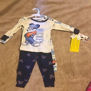 Disney Mickey Mouse Kids Pajama Set - Navy and Cream